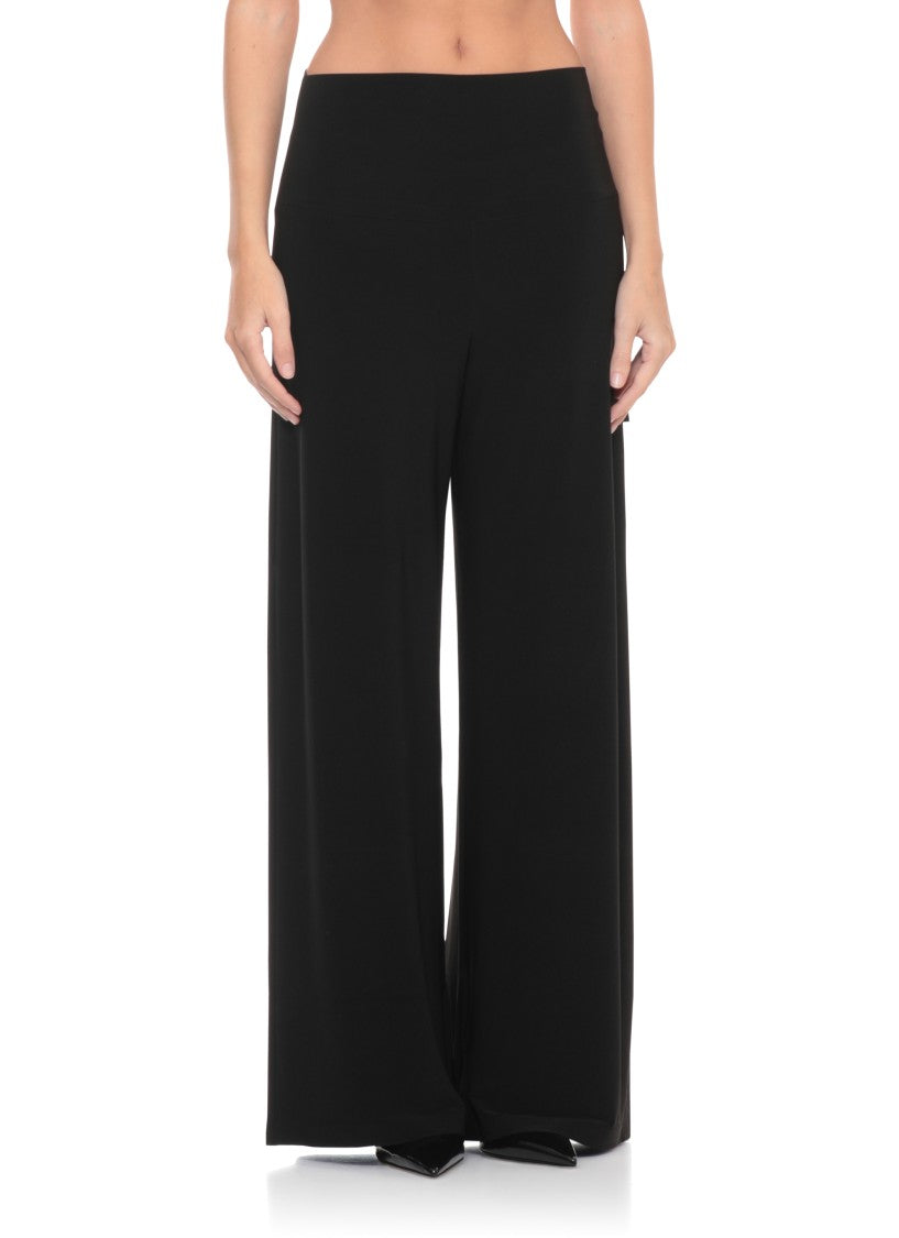 Norma Kamali Black Elastic Waist Palazzo Trousers