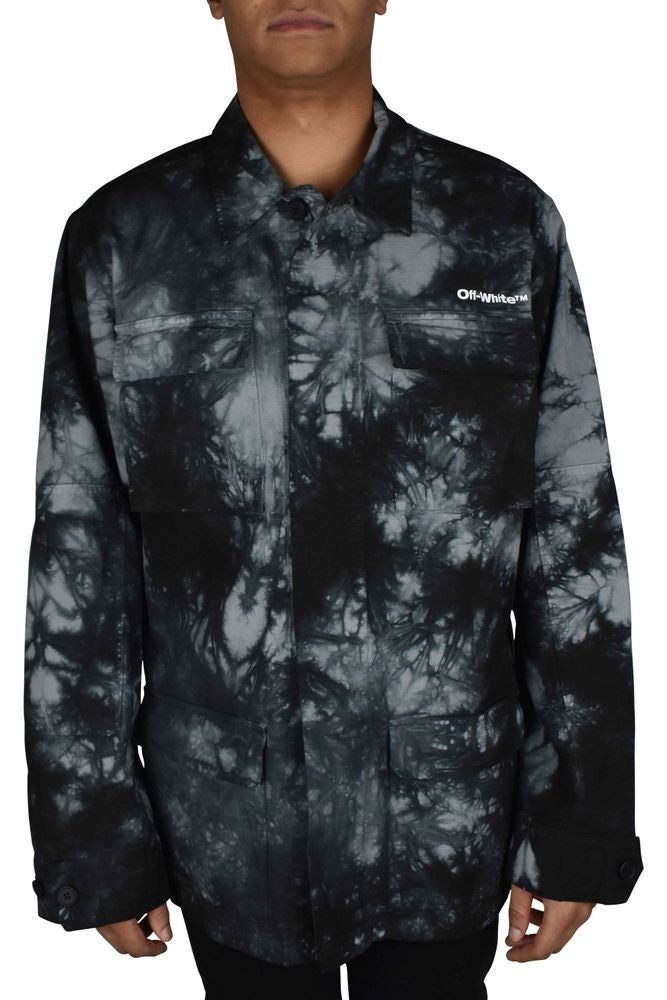 Off-White Tie-Dye Grey Arrow Jacket With Iconic Logo