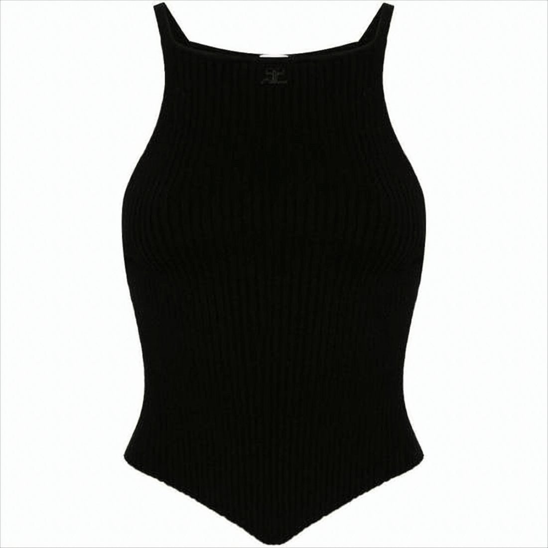 Courrèges Ribbed Sleeveless Bodysuit With High Neckline