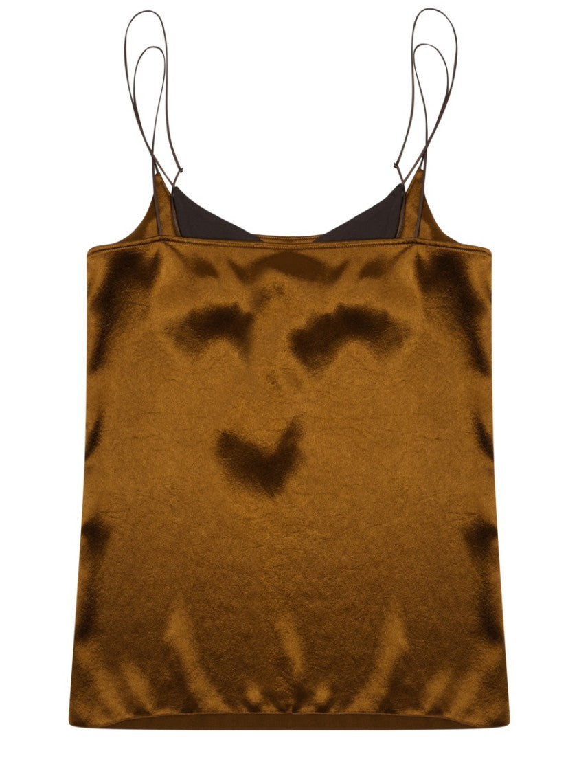 Alysi Brown Polyester Satin Camisole Top