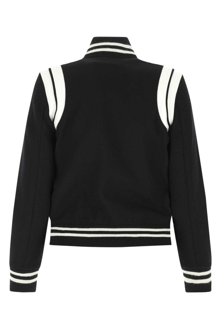 Saint Laurent Black Wool Blend Bomber Jacket