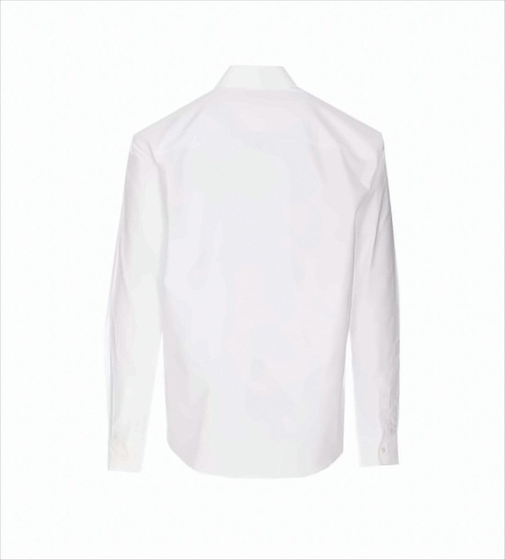 Maison Kitsuné Long-Sleeve White Cotton Shirt With Embroidered Fox Detail