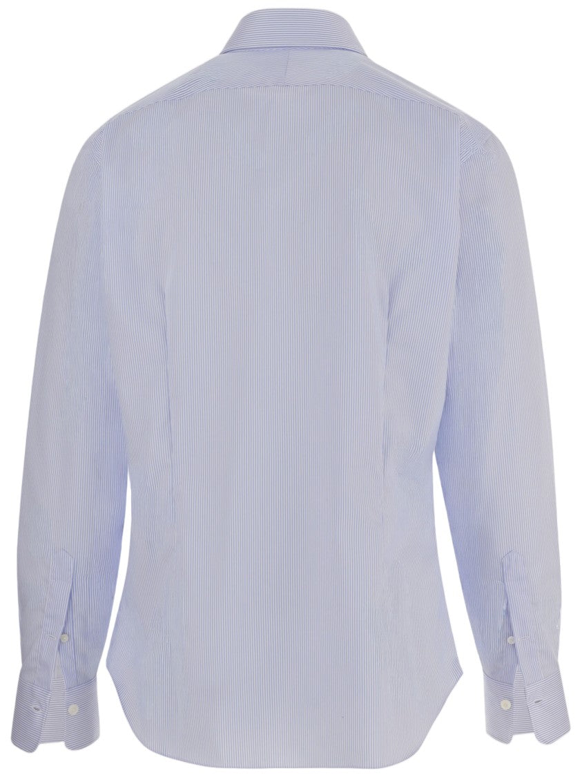 Gherardi Light Blue Striped Cotton Shirt