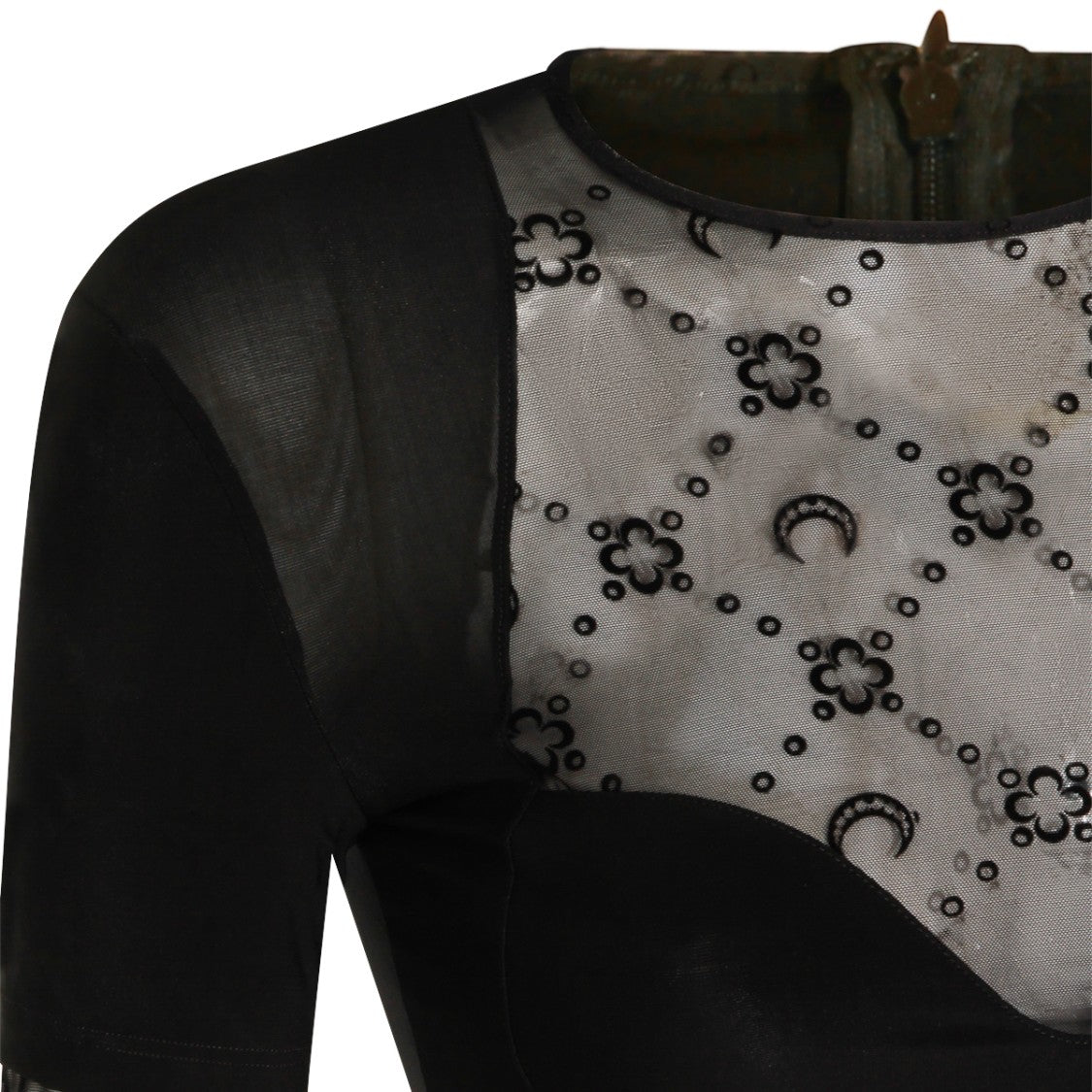 Marine Serre Opaque And Sheer Maxi Dress With Crescent Moon Motif