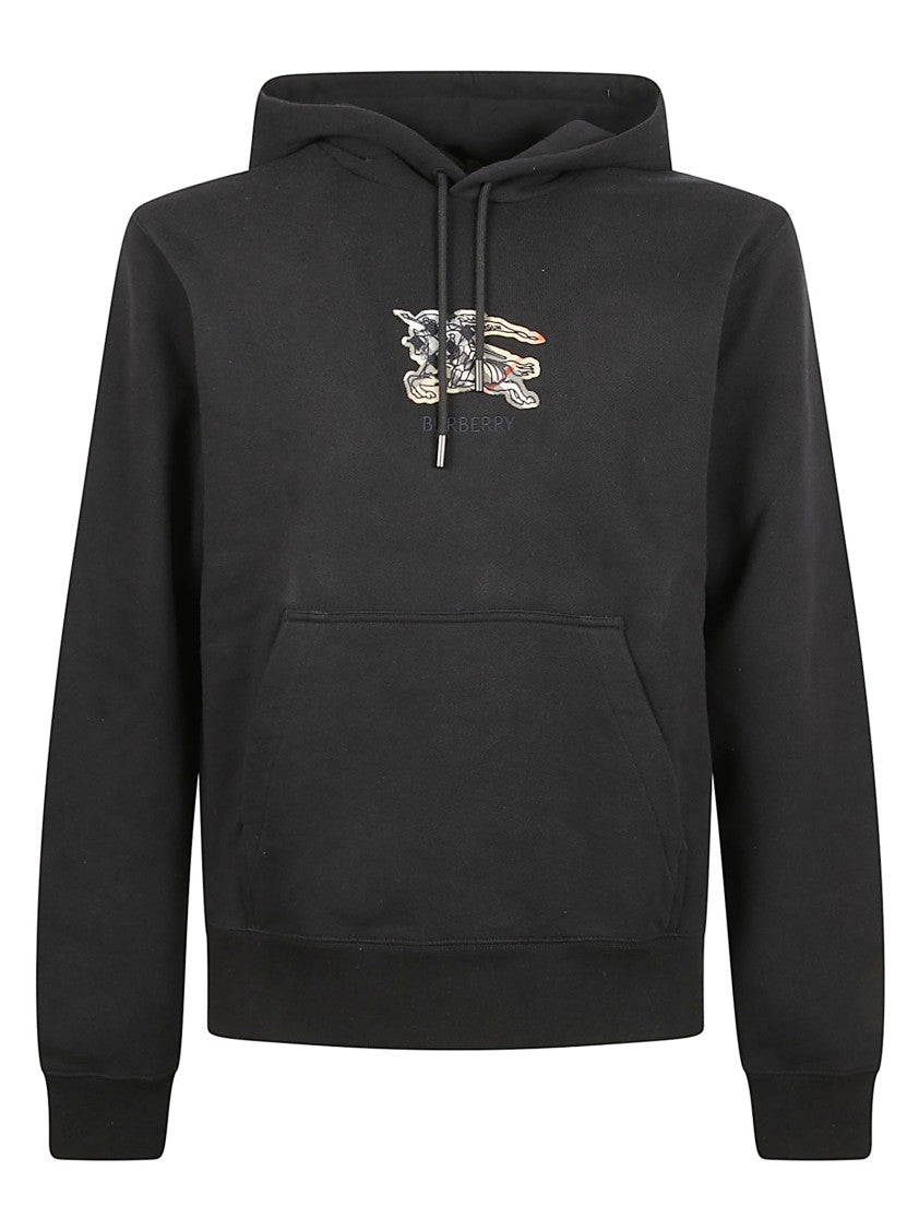 Burberry Tonal Embroidered Black Cotton Sweatshirt