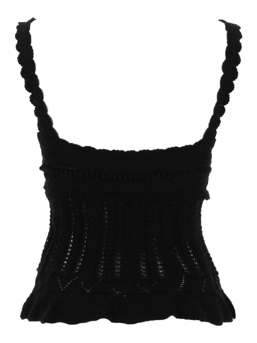 Isabel Marant Étoile Neves Black Openwork Knitted Top