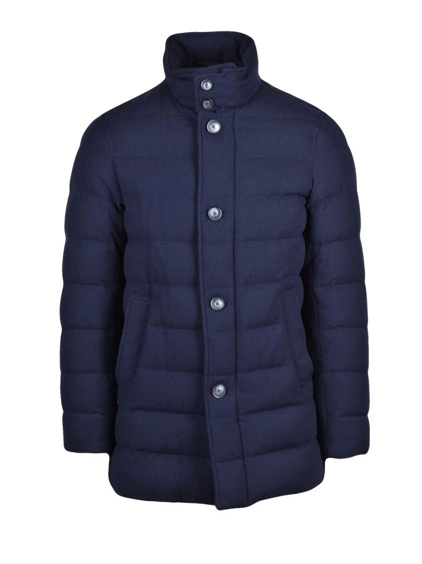 Herno Midnight Blue Quilted Cashmere-Blend Down Coat