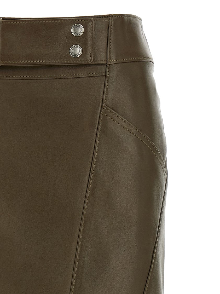 Tom Ford Nappa Midi Skirt With Detailed Stitching