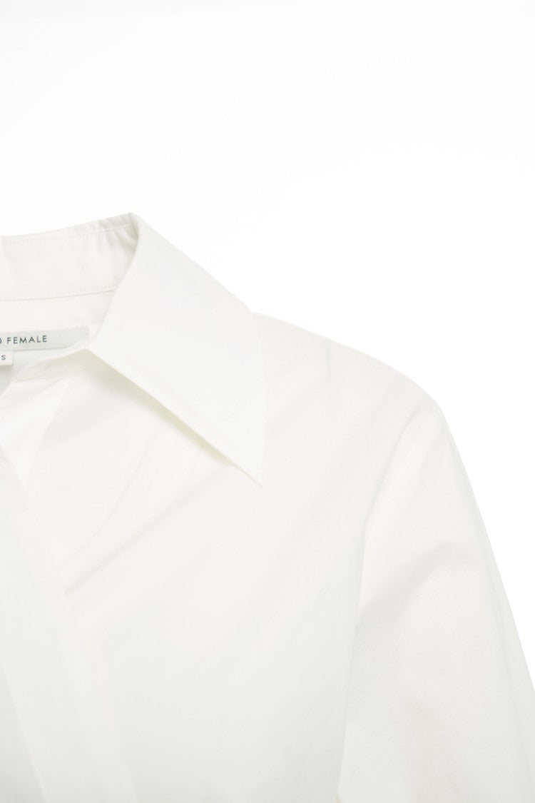 Second Female Wrap-Style White Blouse With Side Tie Detail