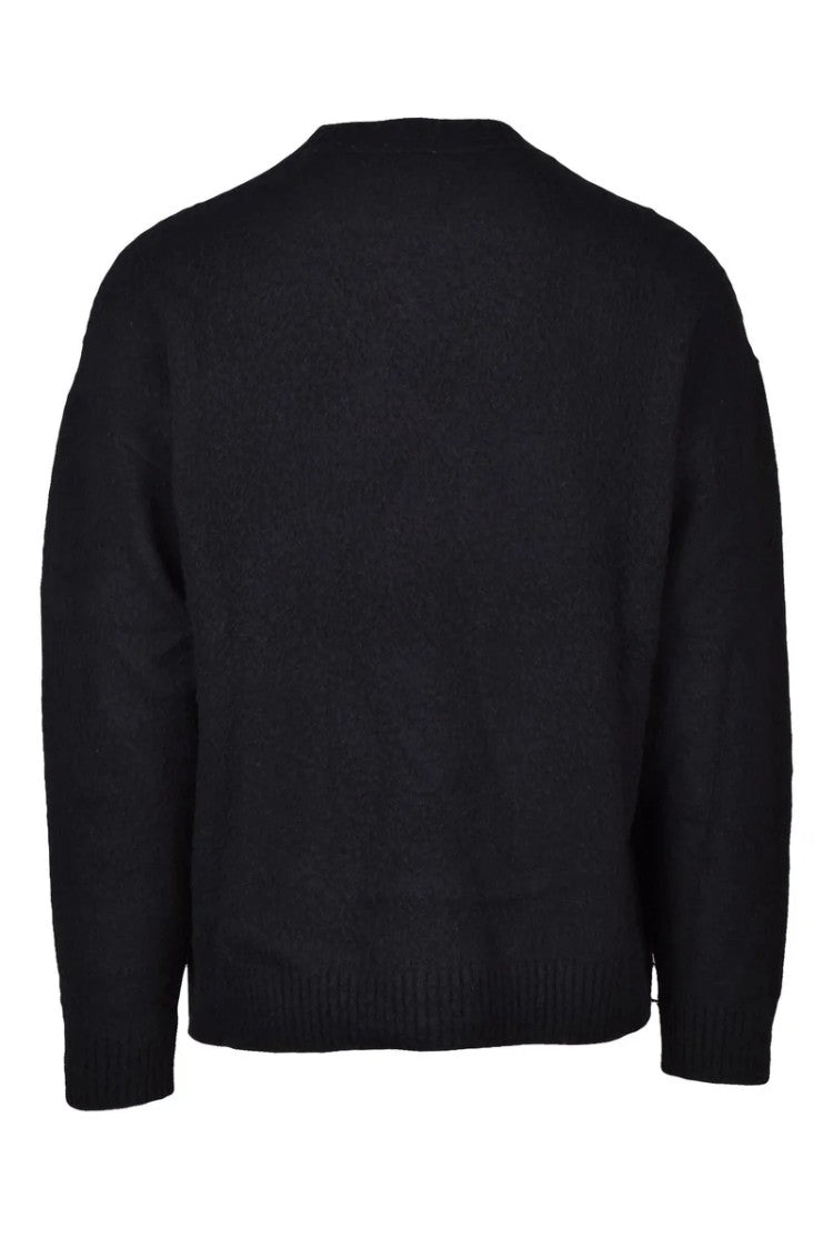 Emporio Armani Black Wool Sweatshirt With Crewneck