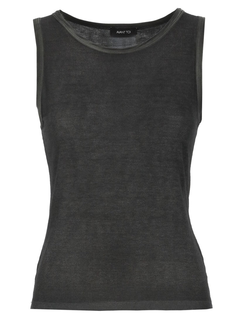 Avant Toi Black Silk-Blend Tank Top