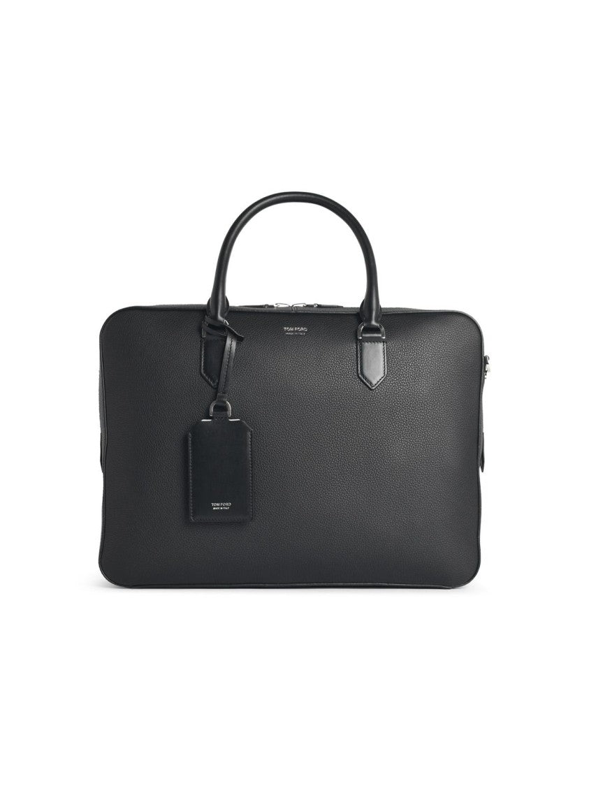 Tom Ford Black Full-Grain Leather Briefcase