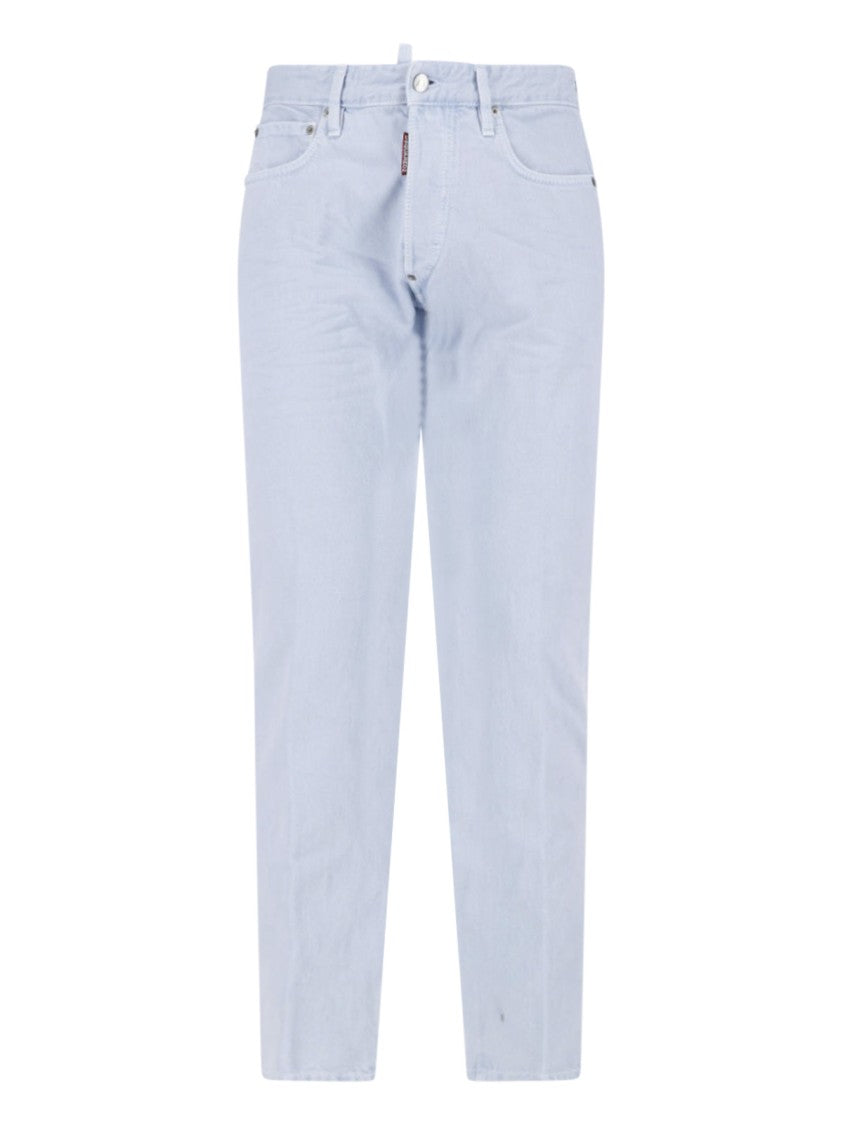 Dsquared2 Light Blue Straight-Leg Cotton Denim Jeans