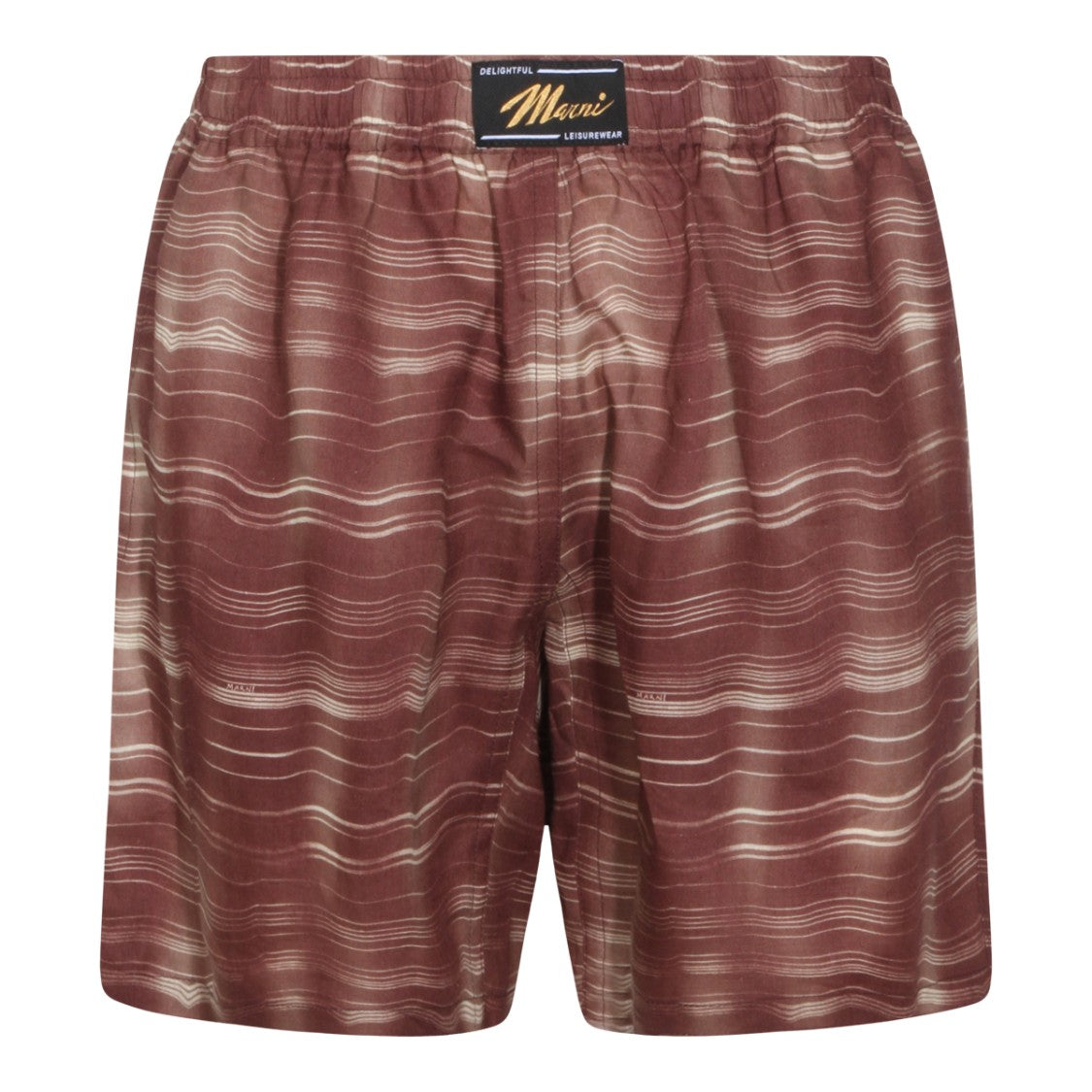 Marni Wavy Stripe Pattern Brown Shorts