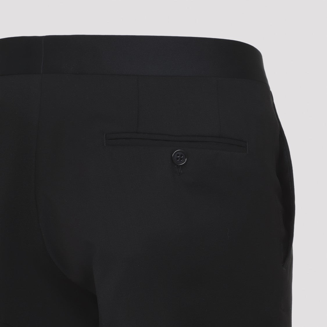 Canali Slim Straight-Leg Black Tailored Trousers With Button Closure