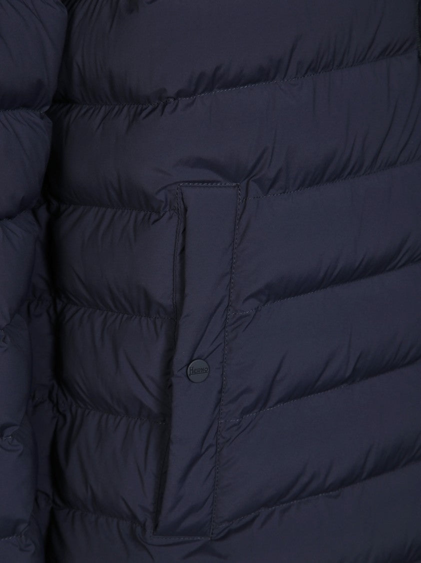 Herno Packable Black Bomber Jacket With Quilted Design