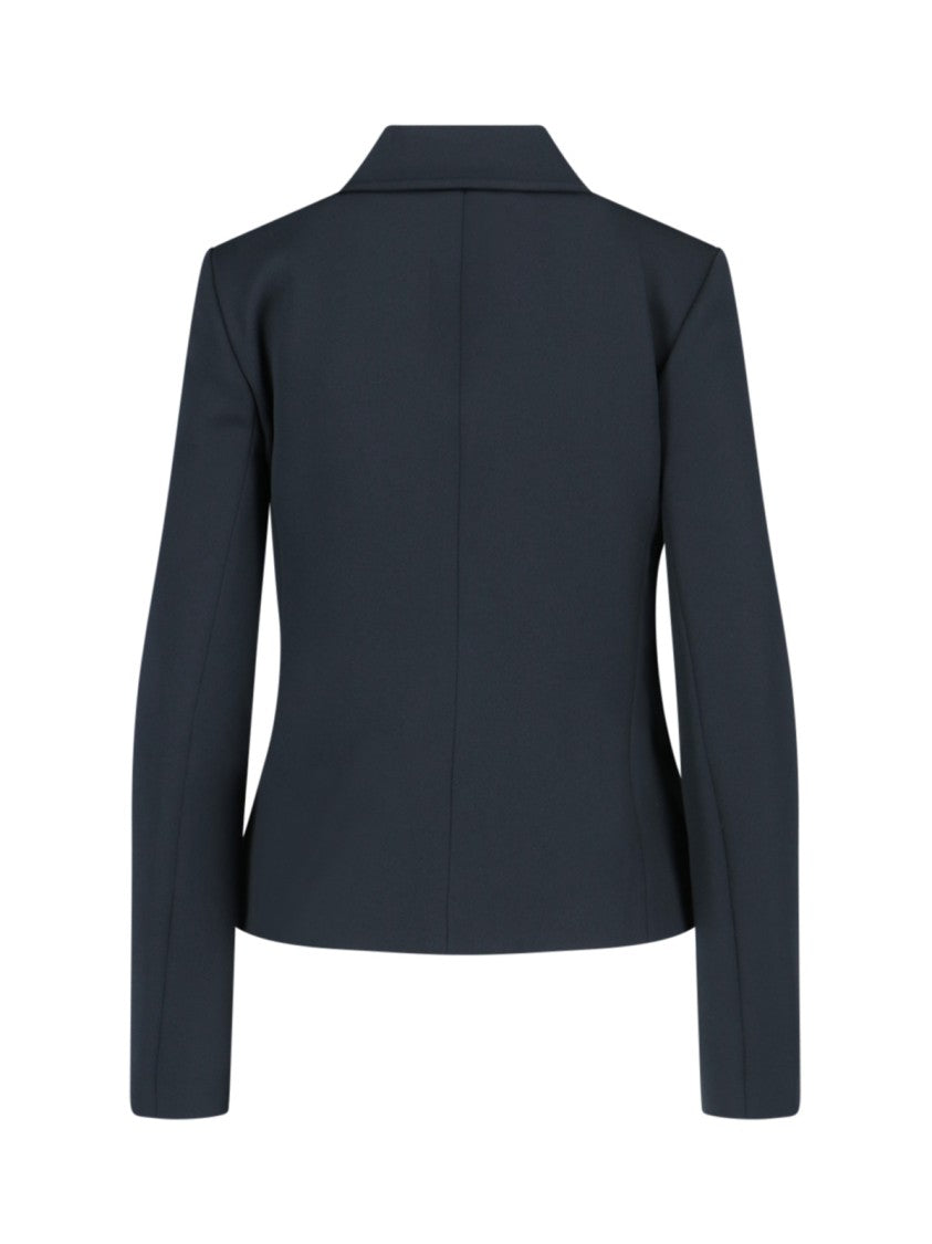 Courrèges Logo Zip Jacket In Blue Fabric