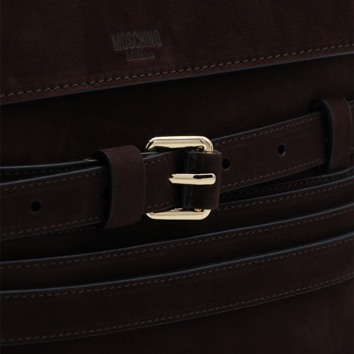 Moschino Structured Rectangular Suede Bag