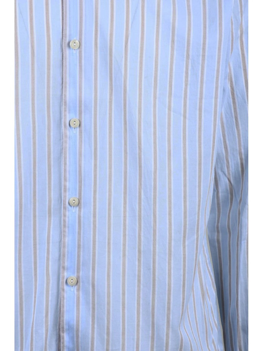 Tintoria Mattei 954 Powder Pink/Black Two-Tone Cotton Shirt