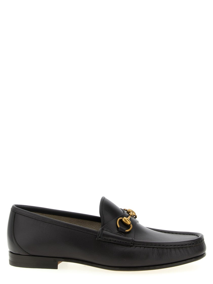 Gucci Leather Loafers With Antiqued Metal Horsebit Detail