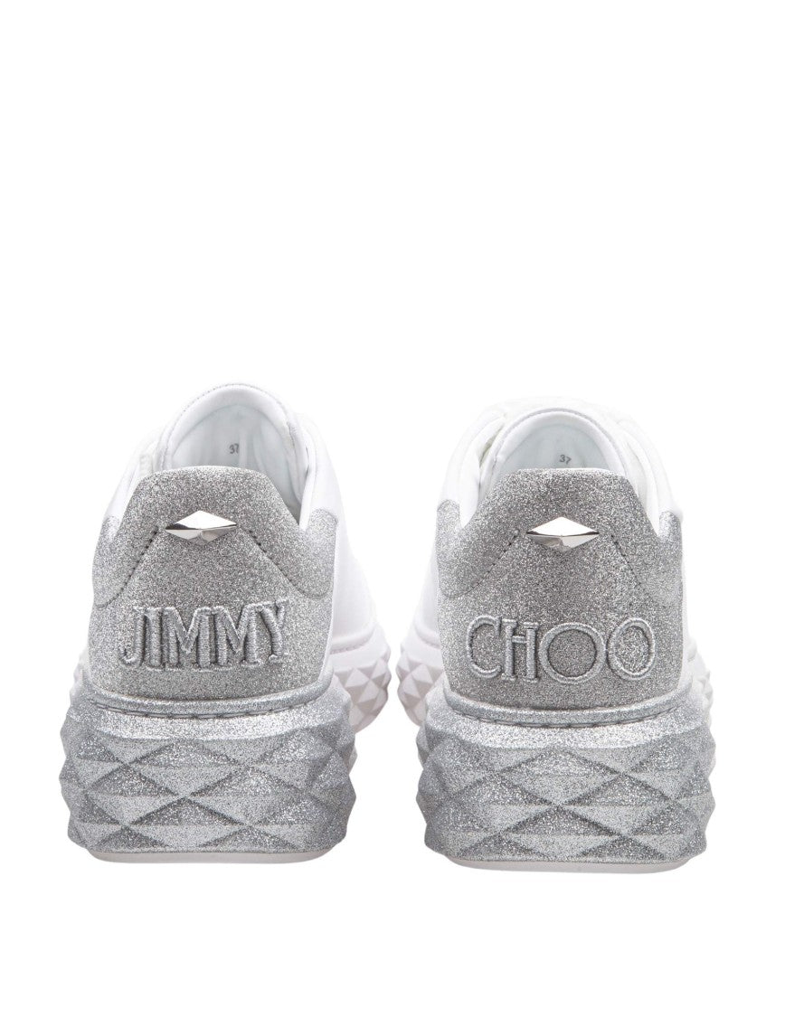 Jimmy Choo White Leather Glitter Degrade' Sneakers