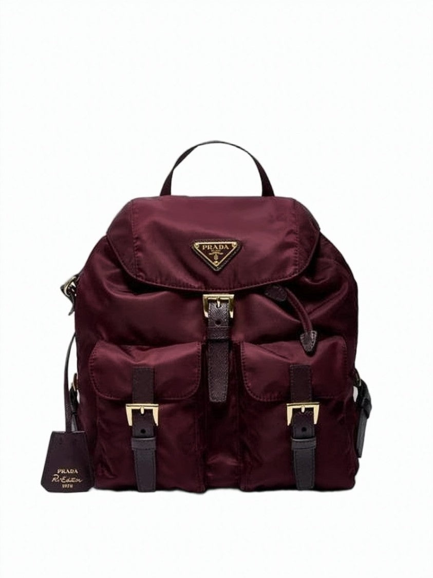 Prada Compact Burgundy Nylon Backpack
