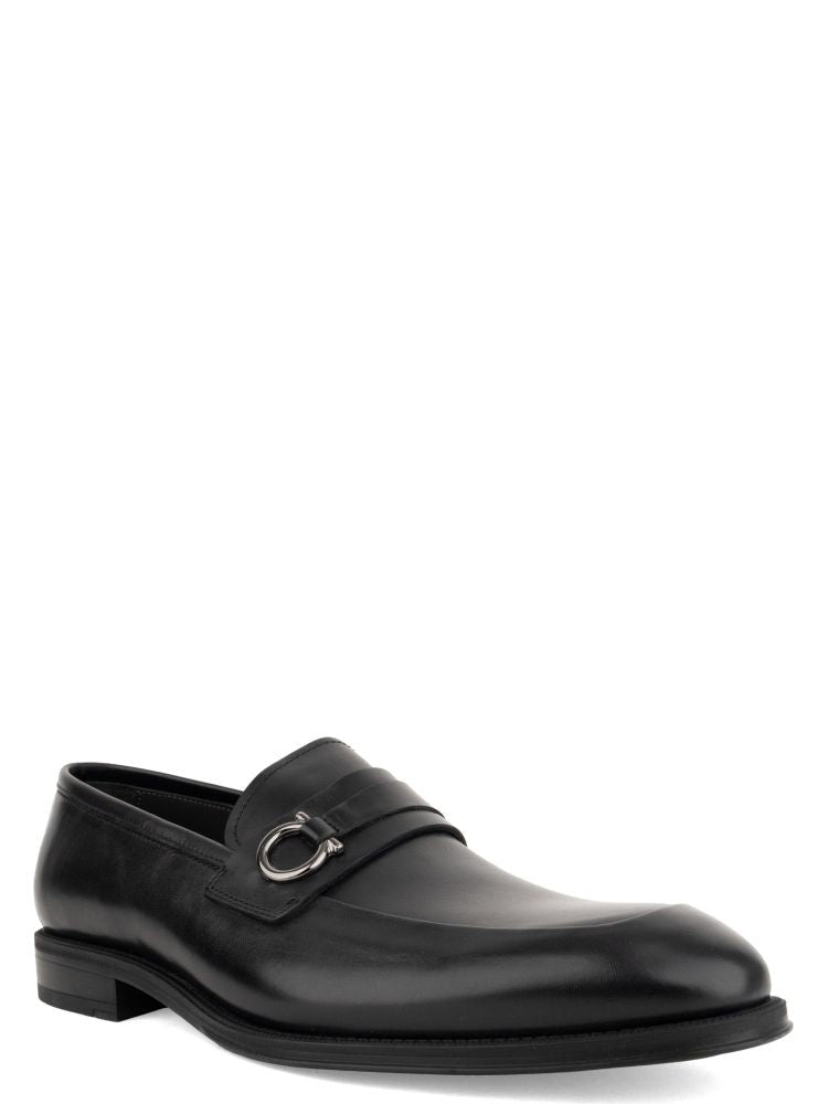 John Harrison Black Polished Leather Metallic Detail Formal Shoes