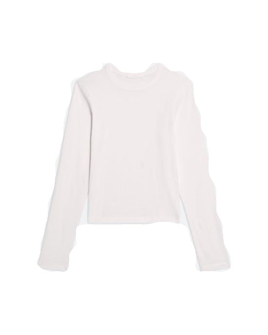 Helmut Lang White Long-Sleeved Top With Crew Neckline And Cropped Hem
