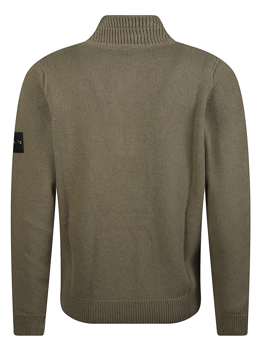 Stone Island Rws Ribbed High Collar Virgin Wool Sweater