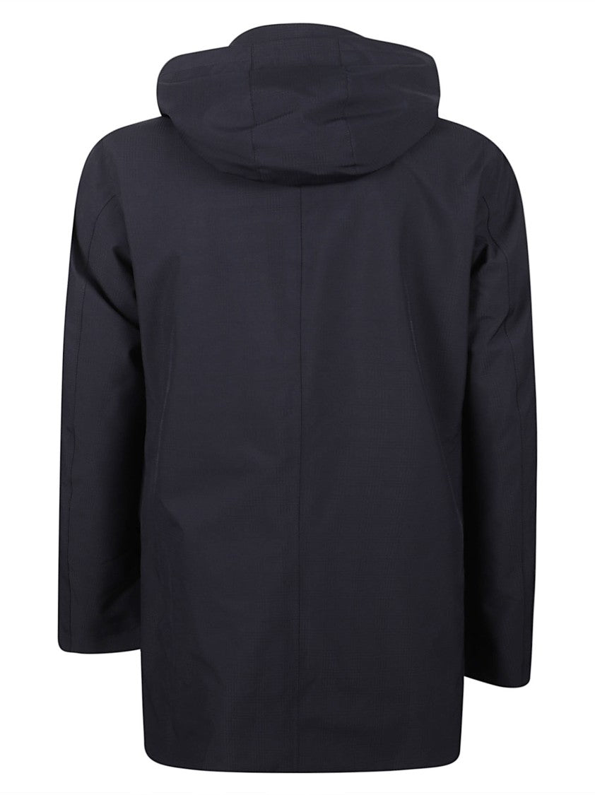 People Of Shibuya Minimalist Blue Men's Coat With Structured Collar And Concealed Zipper