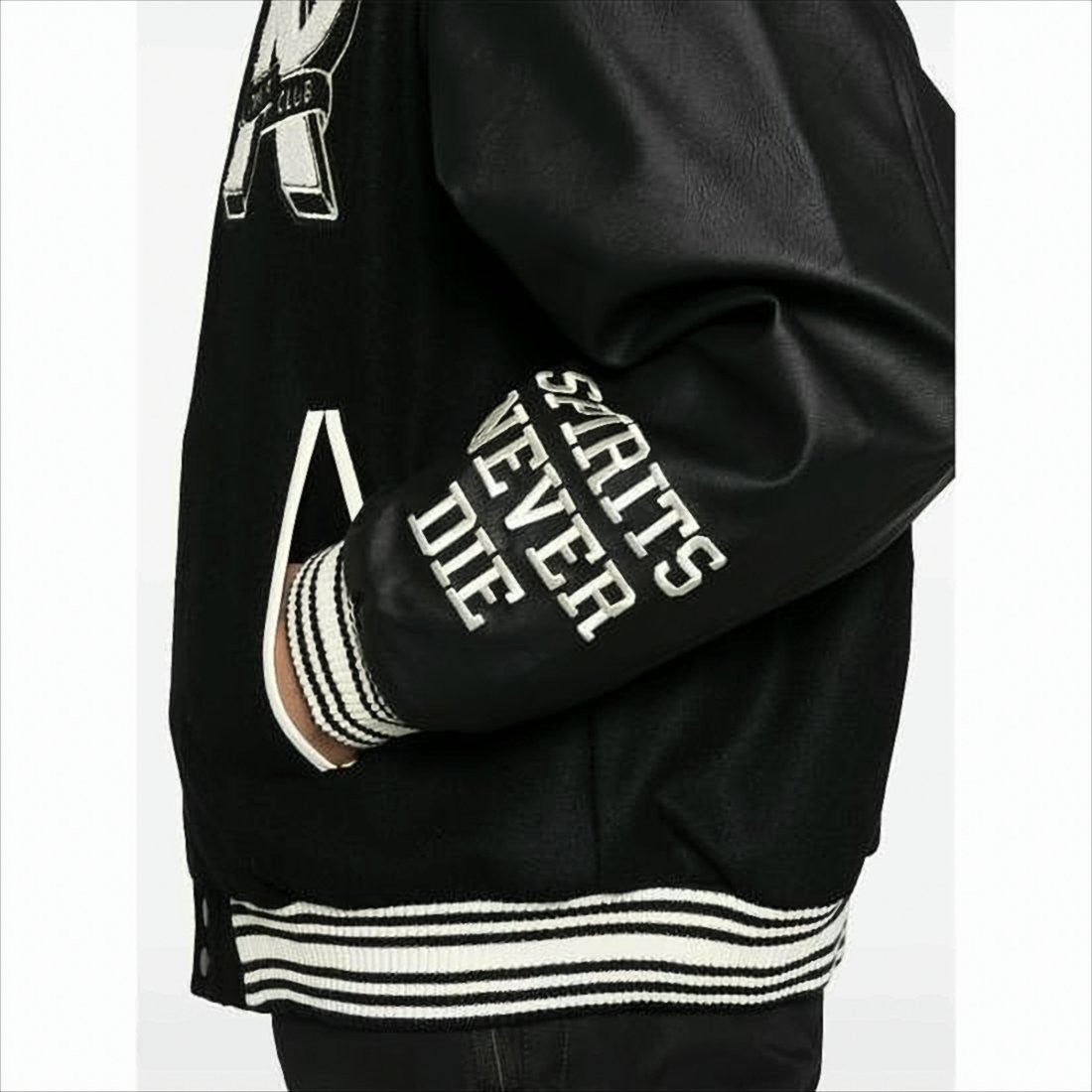 Represent Varsity-Style Jacket With Contrasting Leather Sleeves