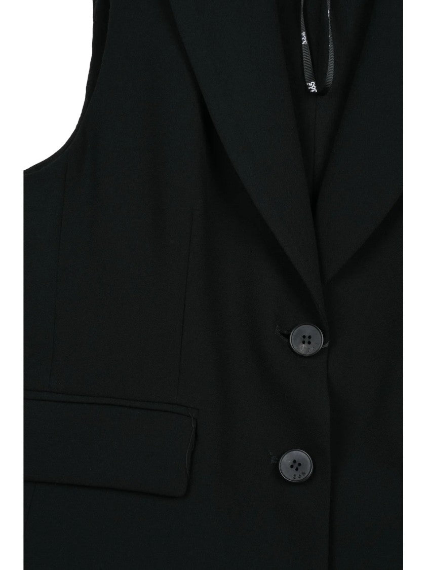 Marella Art.365 Tailored Black Vest With Classic Lapel And Flap Pockets