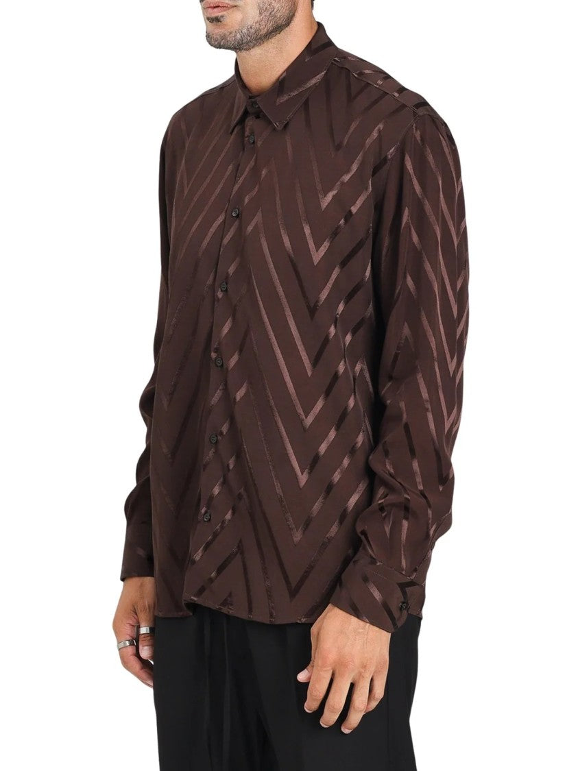 I M Brian Brown Chevron Pattern Viscose Shirt