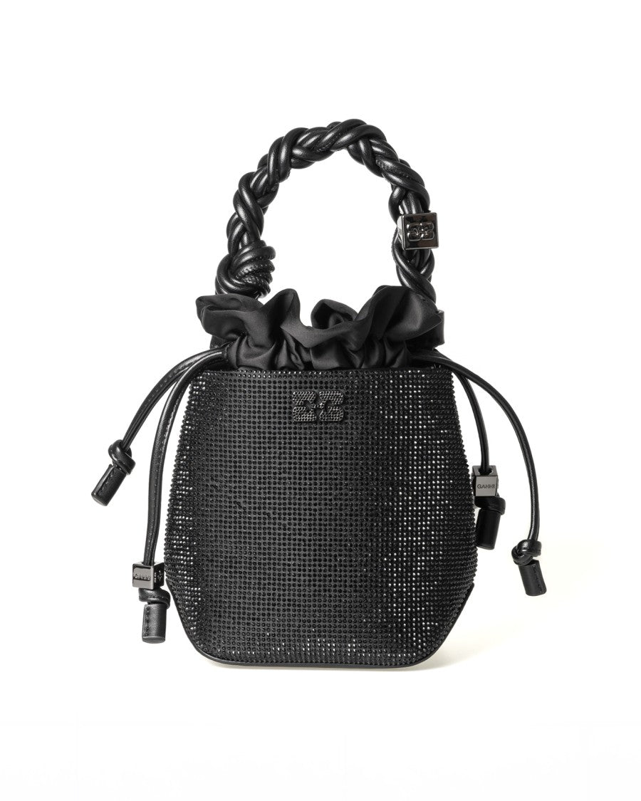 Ganni Rhinestone-Strass Bag With Braided Handle