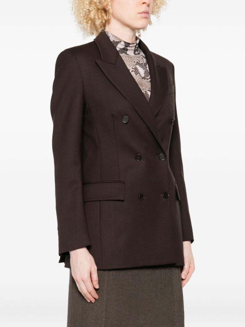 Parosh Double-Breasted Gabardine Blazer With Flap Pockets
