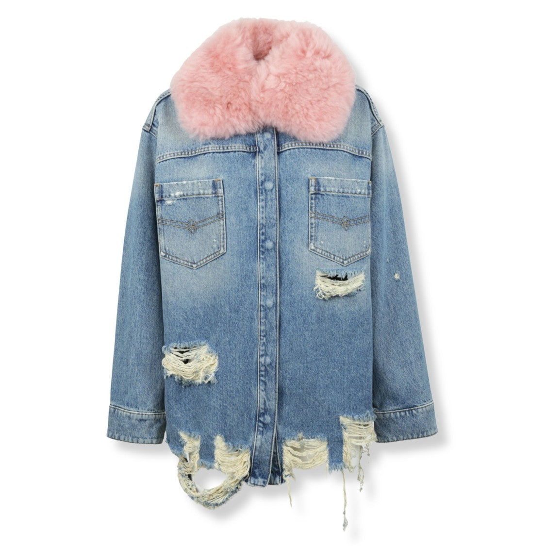 Blumarine Denim Jacket With Distressed Finish