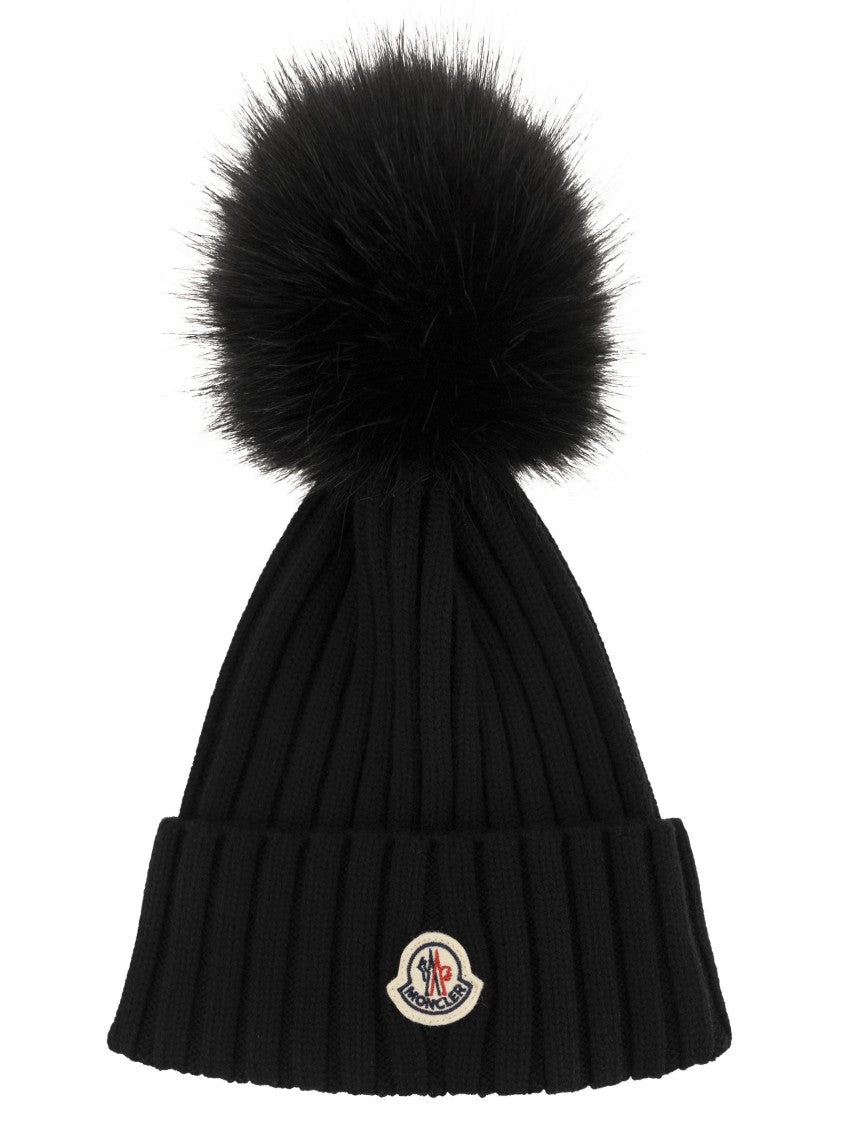 Moncler Wool Cap With Synthetic Pompom