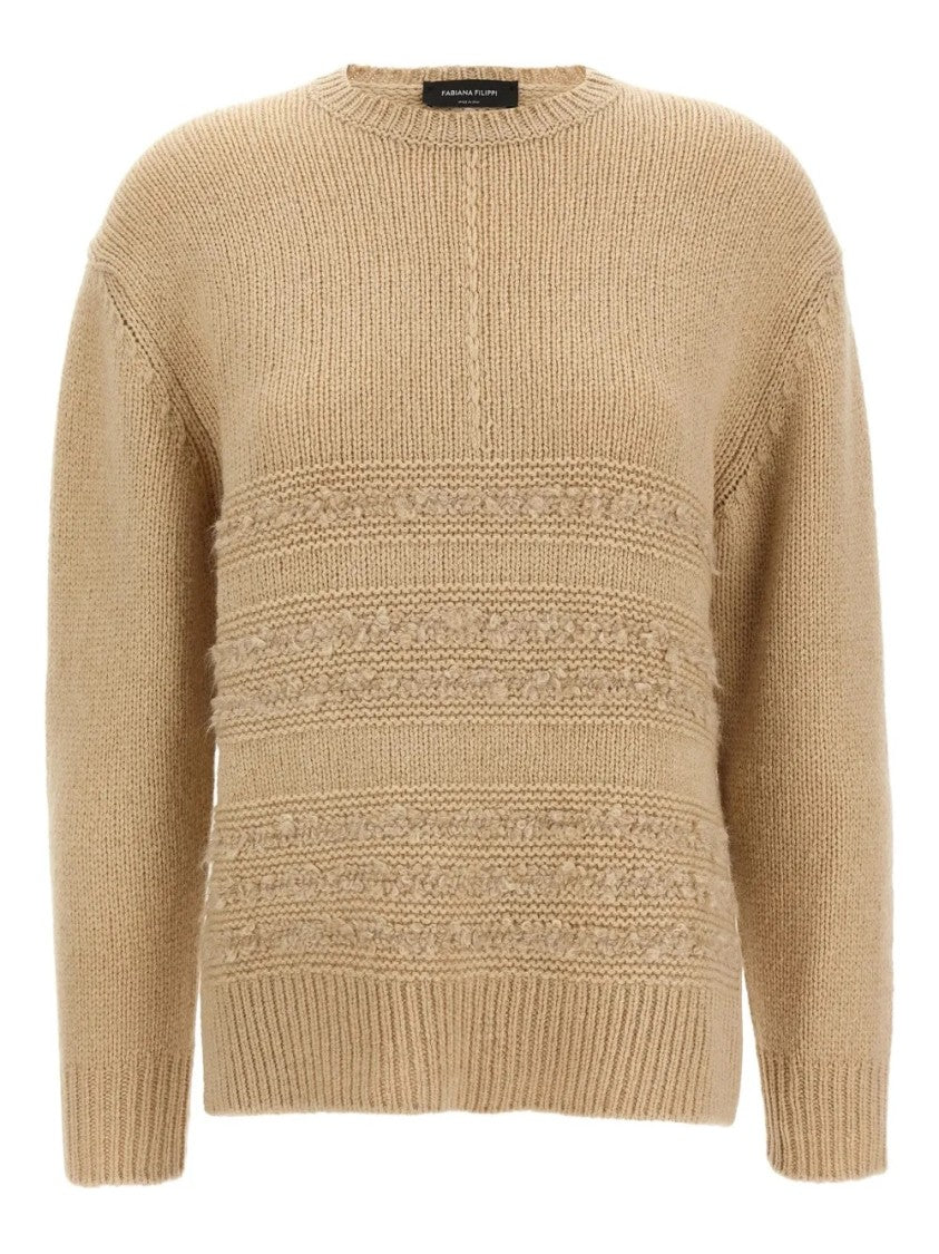Fabiana Filippi Textured Knitted Sweater With Relaxed Fit And Side Slits