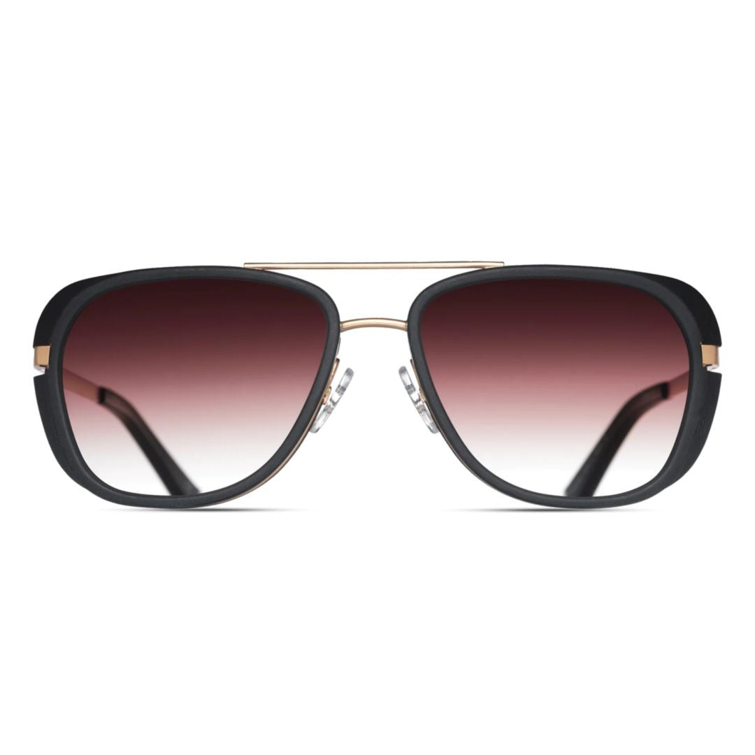 Matsuda M3023 Square Frame Sunglasses With Gold Accents