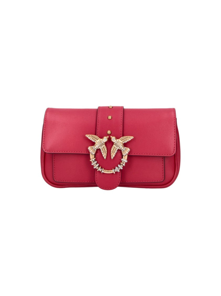 Pinko Red Leather One Love Pocket Shoulder Bag
