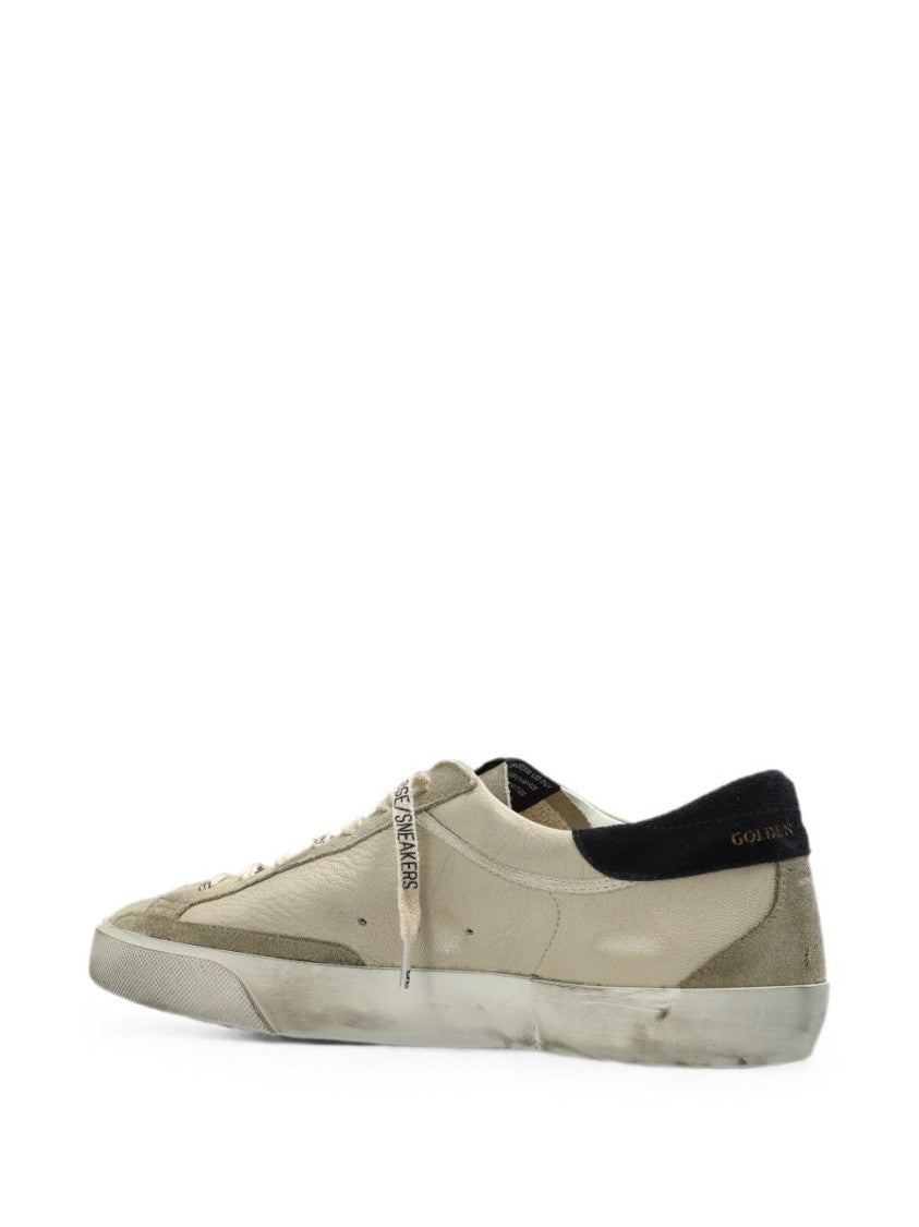 Golden Goose Beige Olive Green Star Low-Top Suede Sneakers