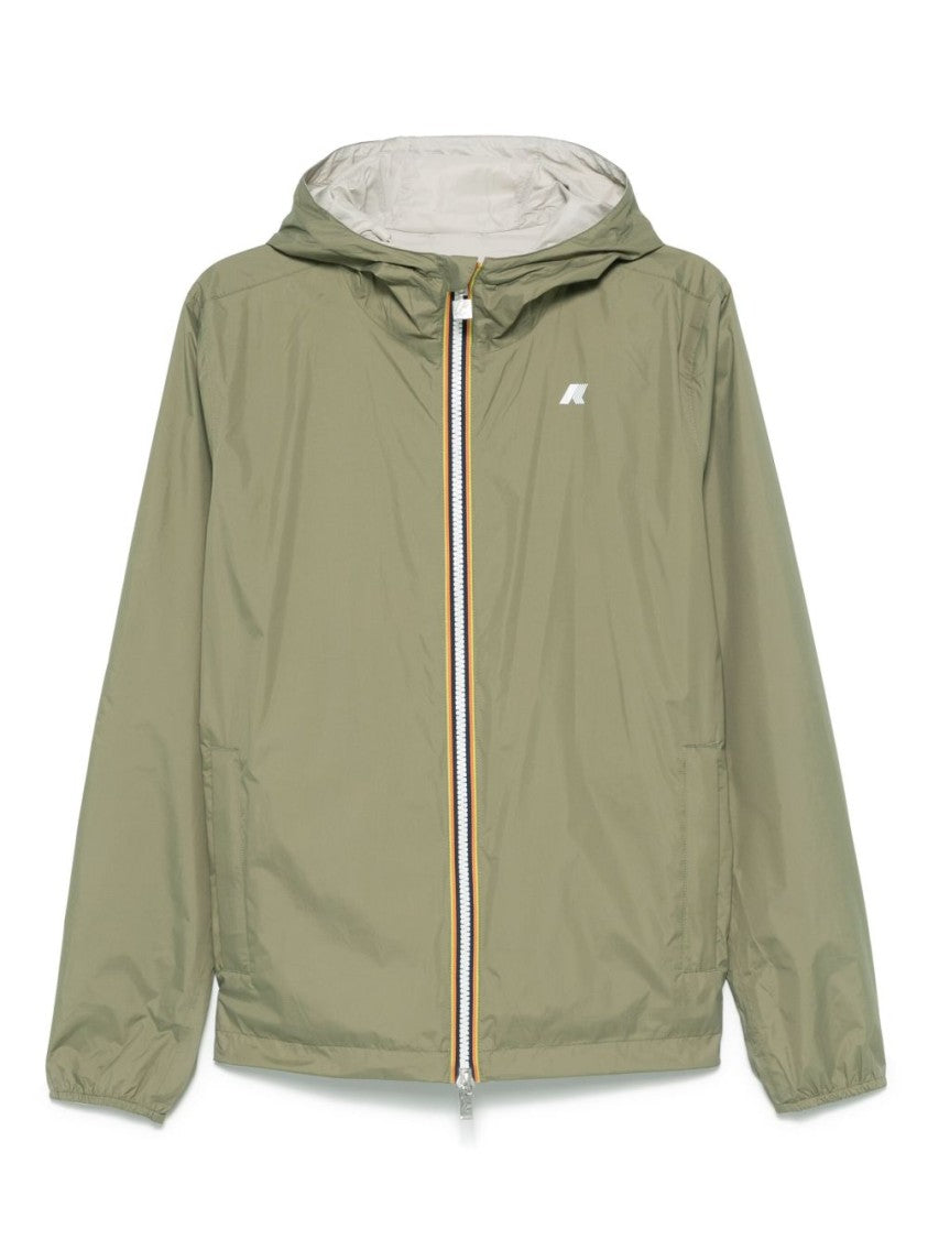 K-Way Lightweight Green Jacket With Full Zip And Hood