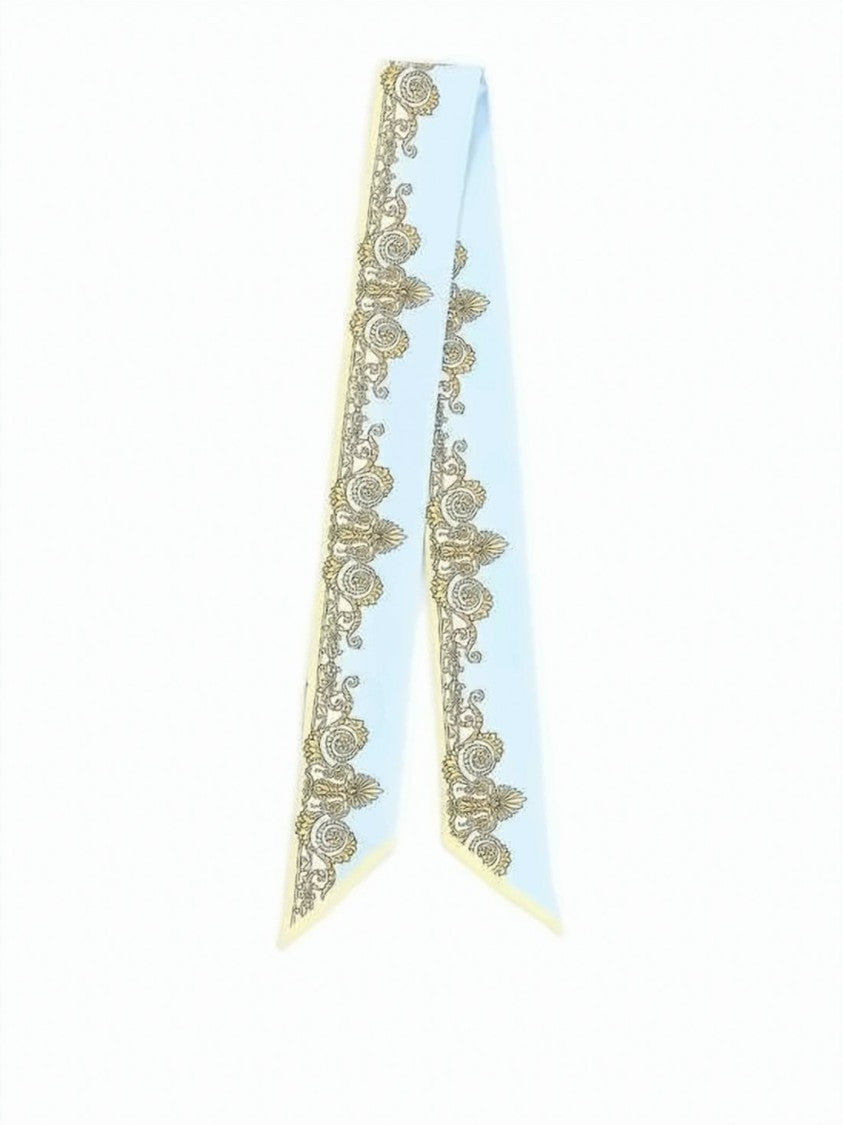 Versace Silk Scarf With Gold Baroque Patterns