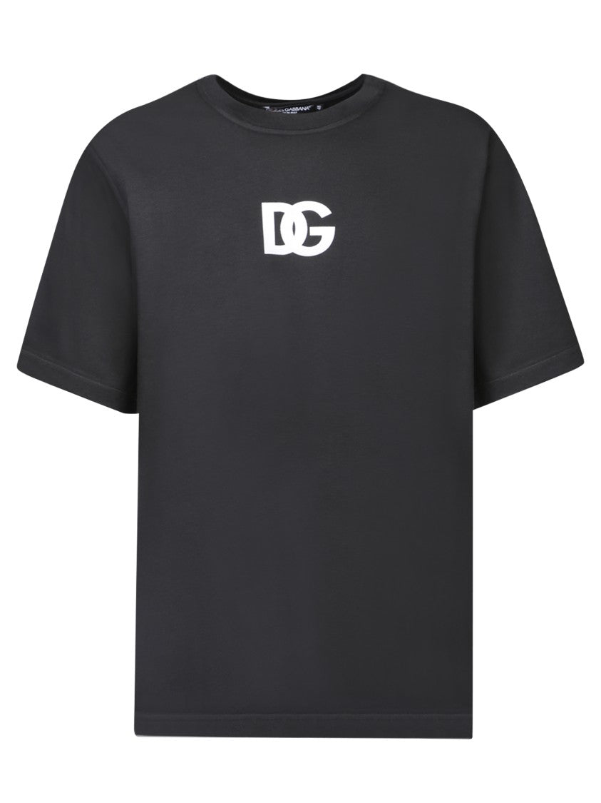 Dolce & Gabbana Black Cotton T-Shirt With Logo Print
