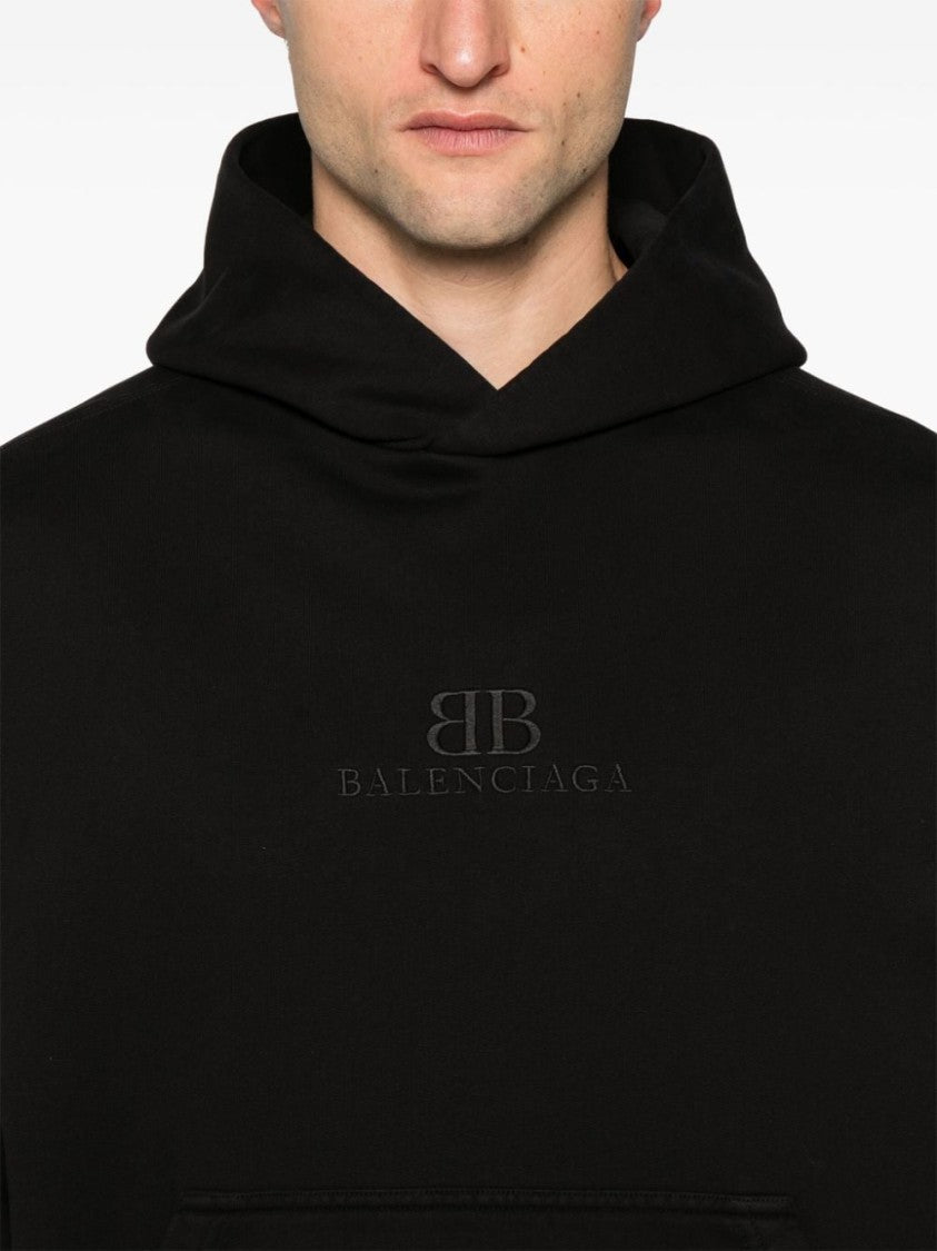 Balenciaga Logo-Embroidered Cotton Hoodie