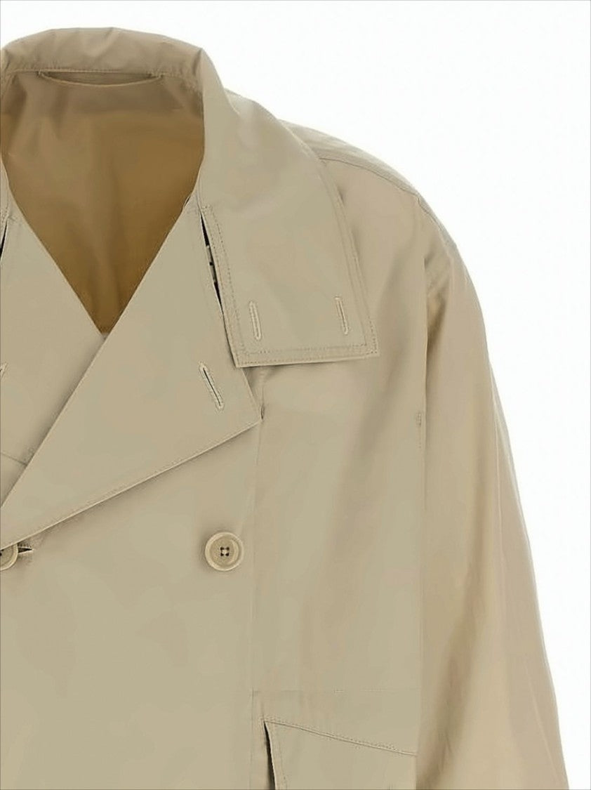 Lemaire Cropped Double-Breasted Boxy Jacket In Neutral Beige