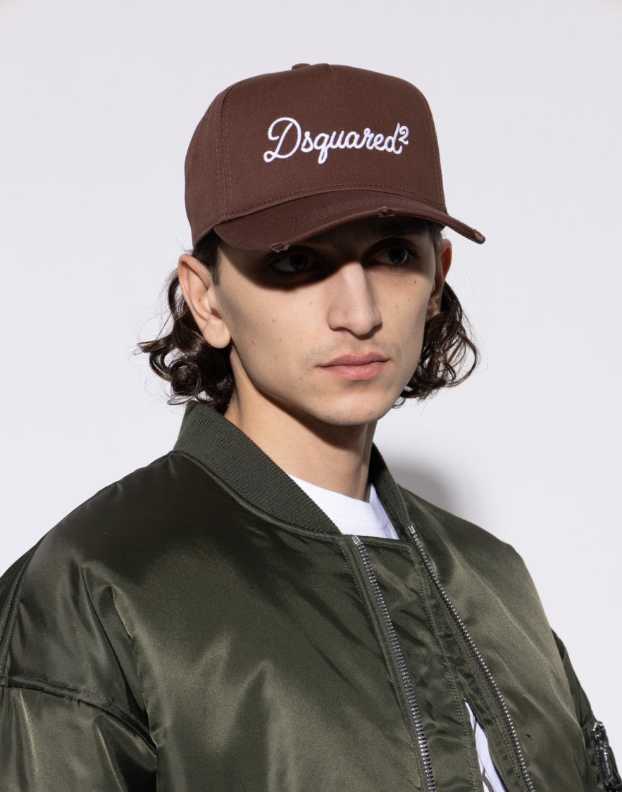 Dsquared2 Brown Embroidered Logo Cotton Baseball Cap