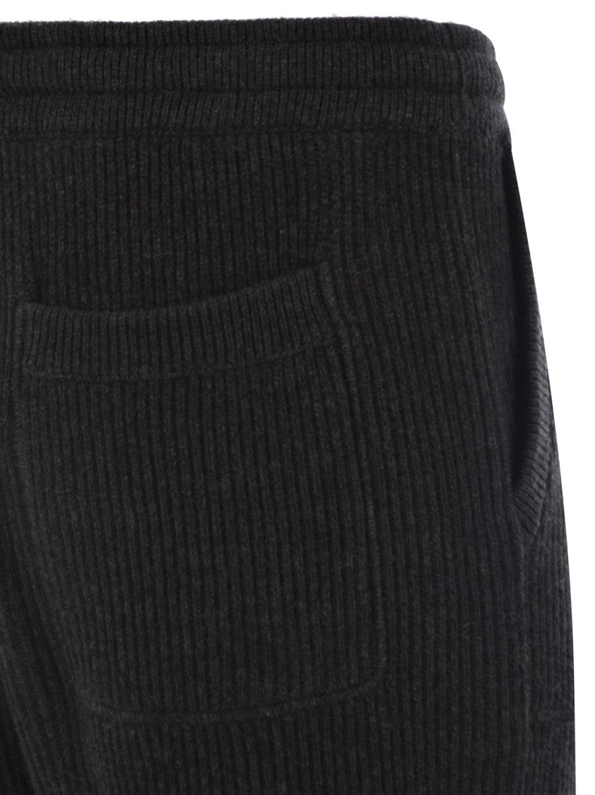Brunello Cucinelli Cashmere Rib Knit Joggers With Drawstring