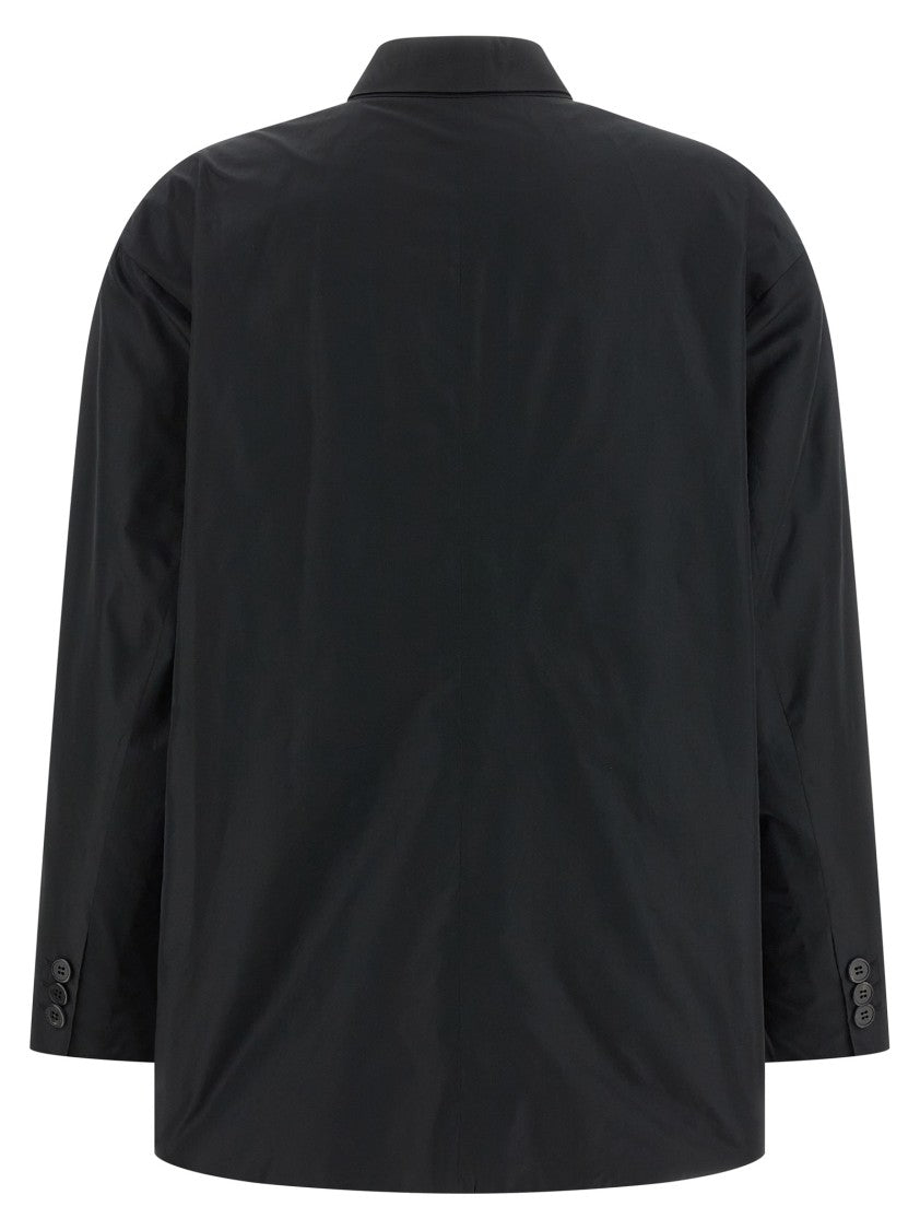 Prada Double-Breasted Taffeta Jacket With Mirror Lapels