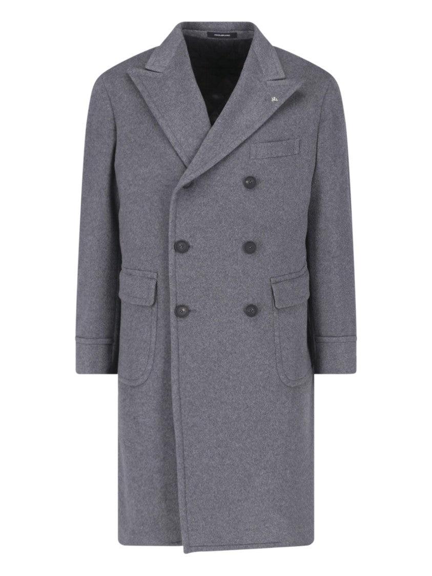 Tagliatore Grey Rupert Double-Breasted Cashmere Coat